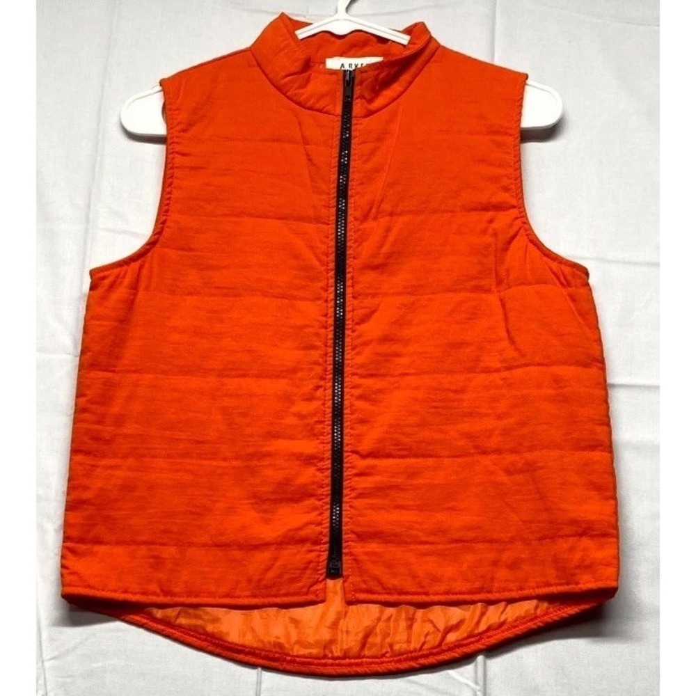 A. Byer California Vest Mens XS Orange Hiking Travel Mock Neck Full Zip